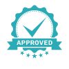 Approved certificate icon with five stars - isolated on white background