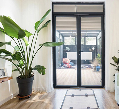 double-black-aluminum-hinged-door-with-fixed-window-above