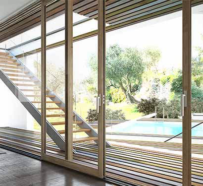 low sill aluminium lift slide doors with large fixed panel